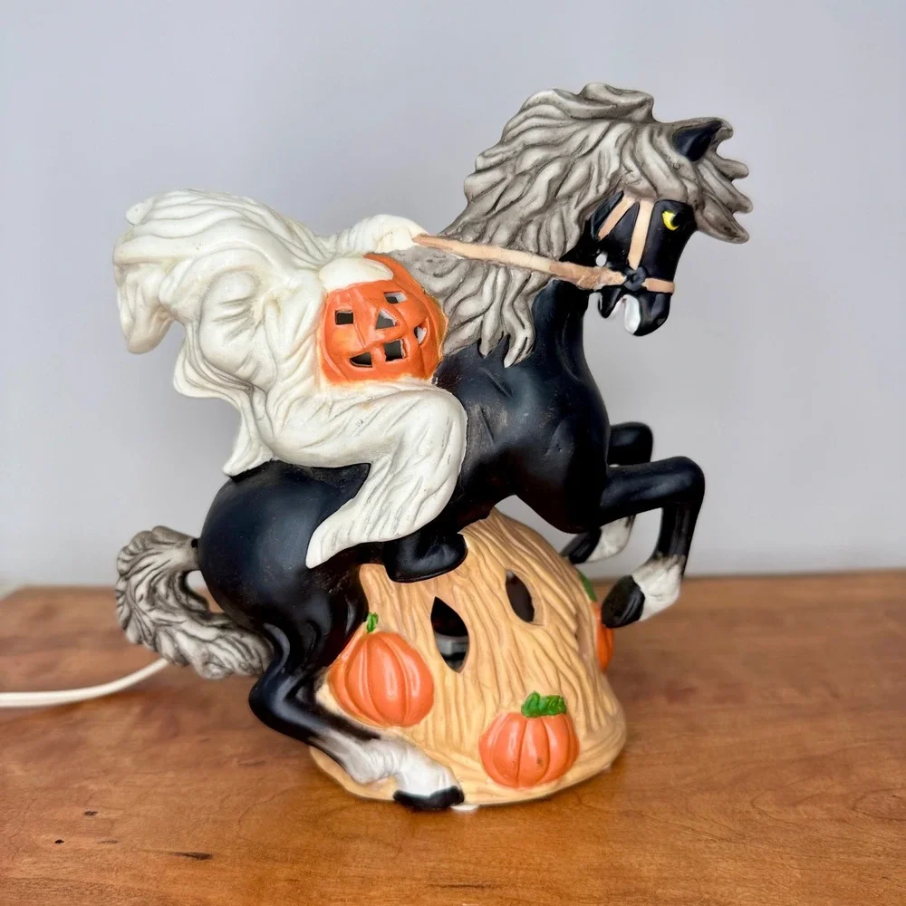 Vintage 1992 Prettique Jedediah's Spirit Porcelain Ghost Horse Sculpture Light
